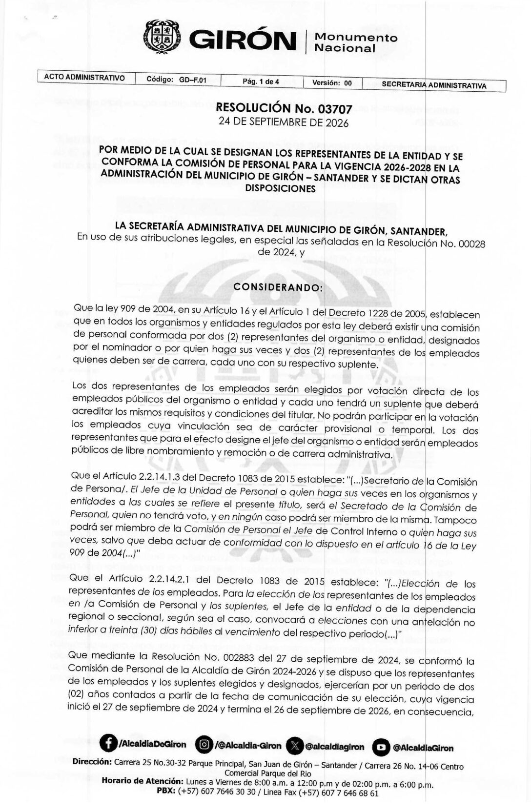 RESOLUCIÓN No. 03707 DE 2026