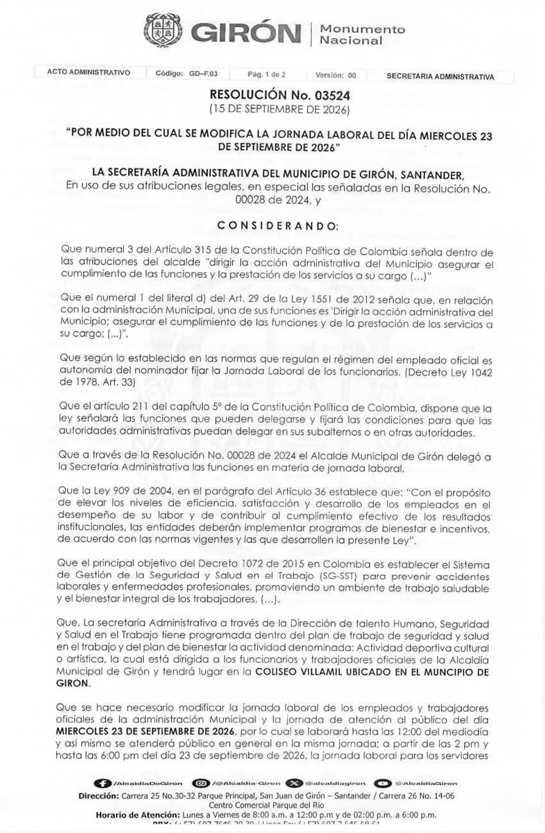 Resolución No 03524 de 2026