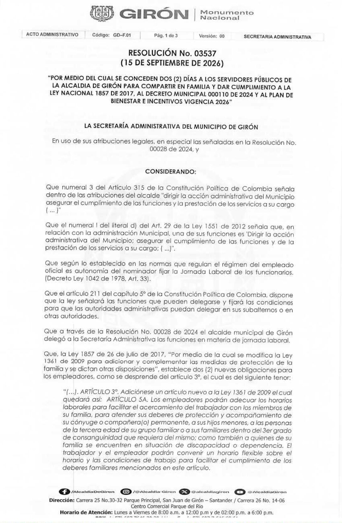 Resolución No 03537 de 2026